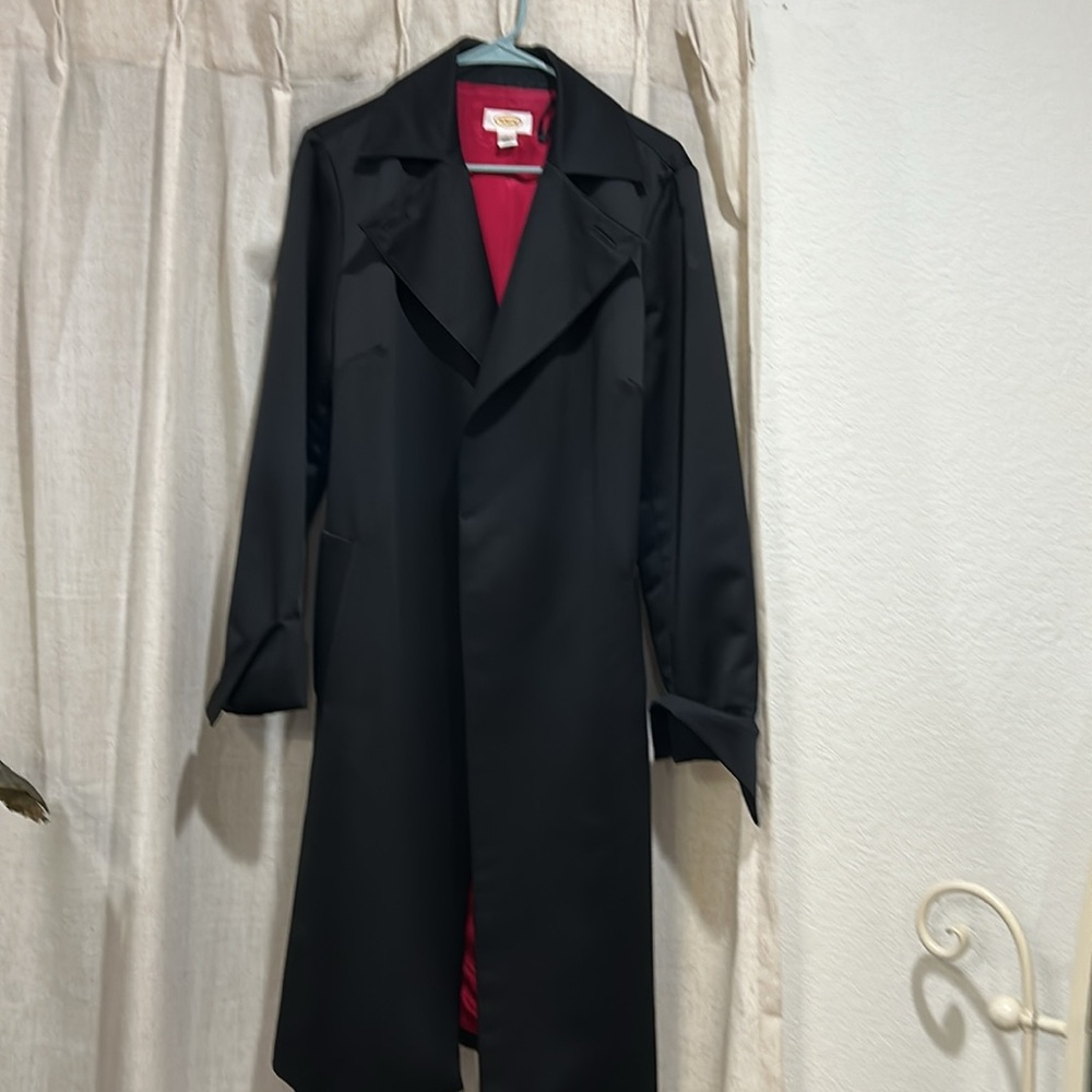 Talbots Black and Pink Trench Coat with Classic Design - Picture 2 of 4